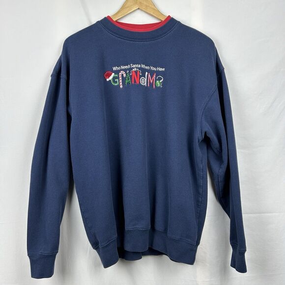 M&C Sportswear Tops - M & C Sportswear Sweatshirt Women’s XL Blue Grandma Santa Holiday Warm